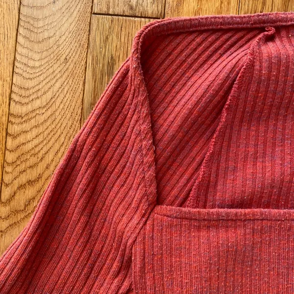Urban Outfitters berry red ribbed square neck long sleeve top - Image 5
