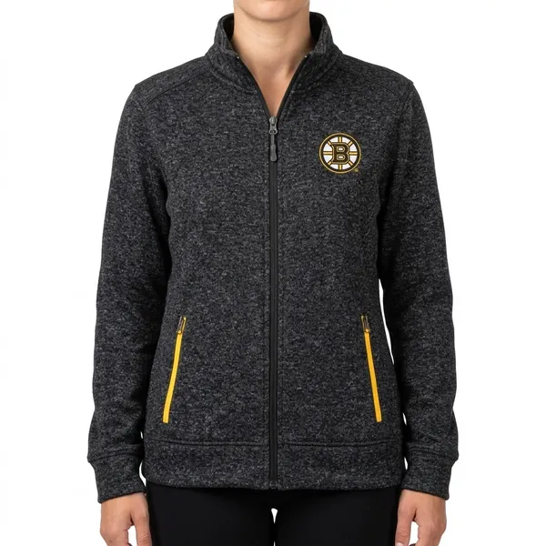 G-III Boston Bruins NHL Hockey Gray Marled Full Zip Jacket Sweatshirt size L - Image 2
