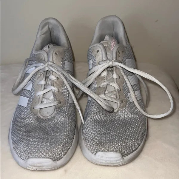 Adidas Cloudfoam Pure‎ Sneakers Women’s Size 4– Gray & White with Pink Accents - Image 13