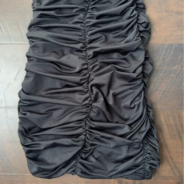 Ruched Black Halter Dress - Image 11