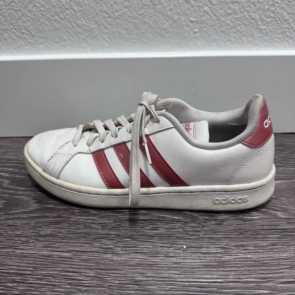 Adidas White Sneakers w/Pink Stripes - Image 8