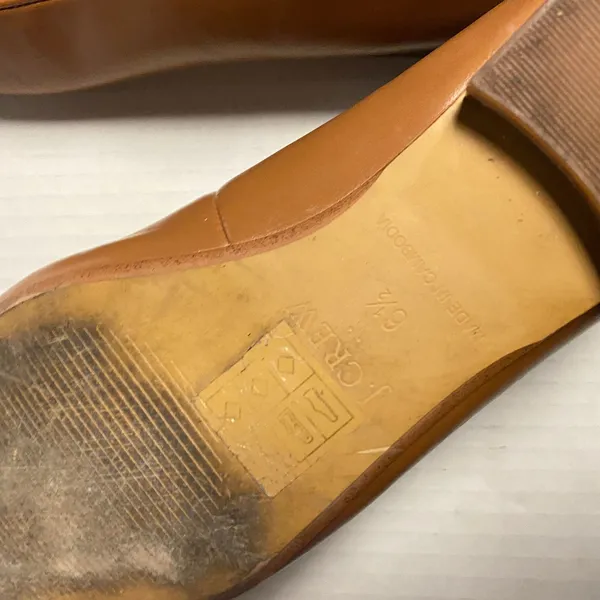 J. Crew Tan Brown Leather Slip-On Bow Loafers Dress Shoes Women's Size 6.5 - Image 9