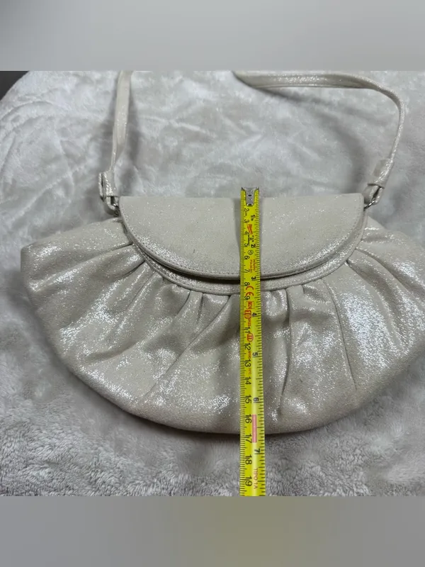 Stuart Weitzman Shimmery Cream Pleated shoulder bag - Image 3