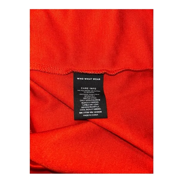 Who What Wear Fiery Red Long Sleeve Sheath Ruffle Dress Size: Small - Image 12