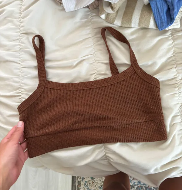 Brown Textured Bralette Crop - Image 3