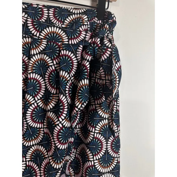 Molly Bracken Geometric Fan Print Wrap‎ Tulip Skirt Navy Blue Teal Coral NEW - Image 4