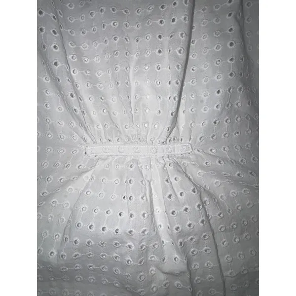 Madewell White Eyelet Button Front Blouse Ruffle Sleeve V-Neck Top AK013‎ Size 6 - Image 12