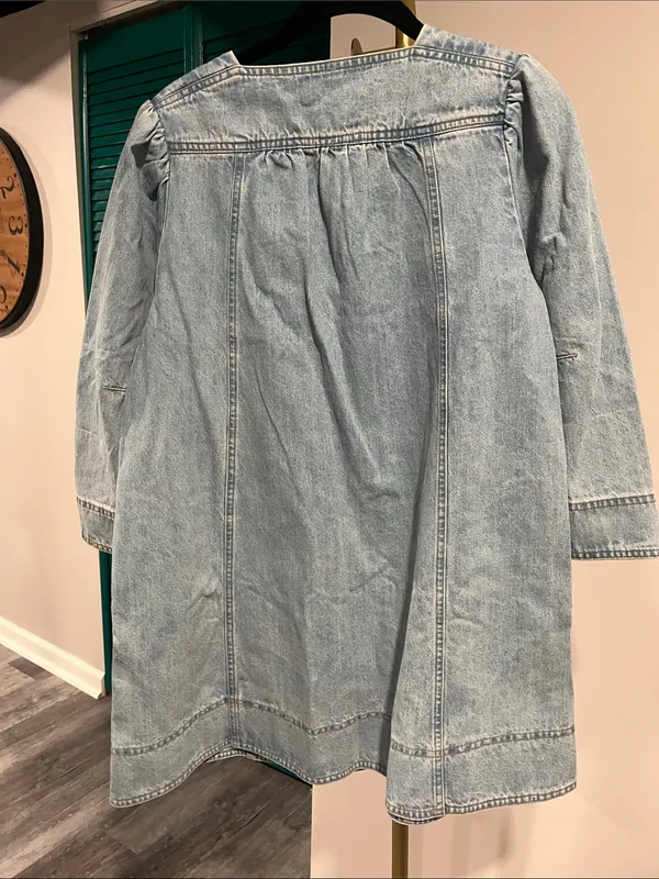 FREE PEOPLE NWT Goldie Balloon Sleeve Denim Mini Dress / Celestial Blue XS - Image 8