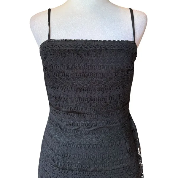 Lulus Absolute Elegance Black Lace Sleeveless Midi Dress Slit Womens Small NEW - Image 5
