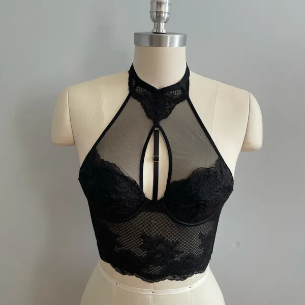 Victorias Secret Very Sexy High Neck Lace Corset Top- Black- Size XS- NWT - Image 3