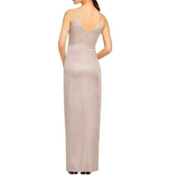 Aiden Maddox V Neck Lured Knit Gown Sparkle Metallic Size 0 Adrianna Papell - Image 2