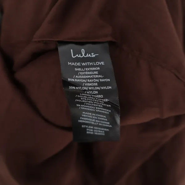 Lulus Sheath Dress Women's Large Brown Cutout Zip Back Slit Spaghetti Strap - Image 3