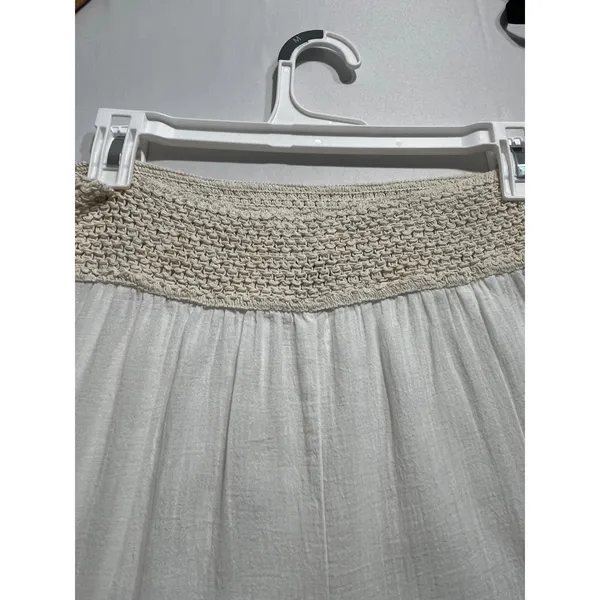 Venus Cotton Gauze Maxi Skirt Women M White Crochet Waist Boho Hippie Flowy Airy - Image 5