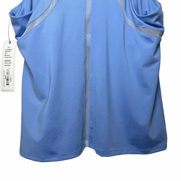 Lucky In Love Linen High Neck Action Tank Women L Peri Blue Tennis Pickleball - Image 8
