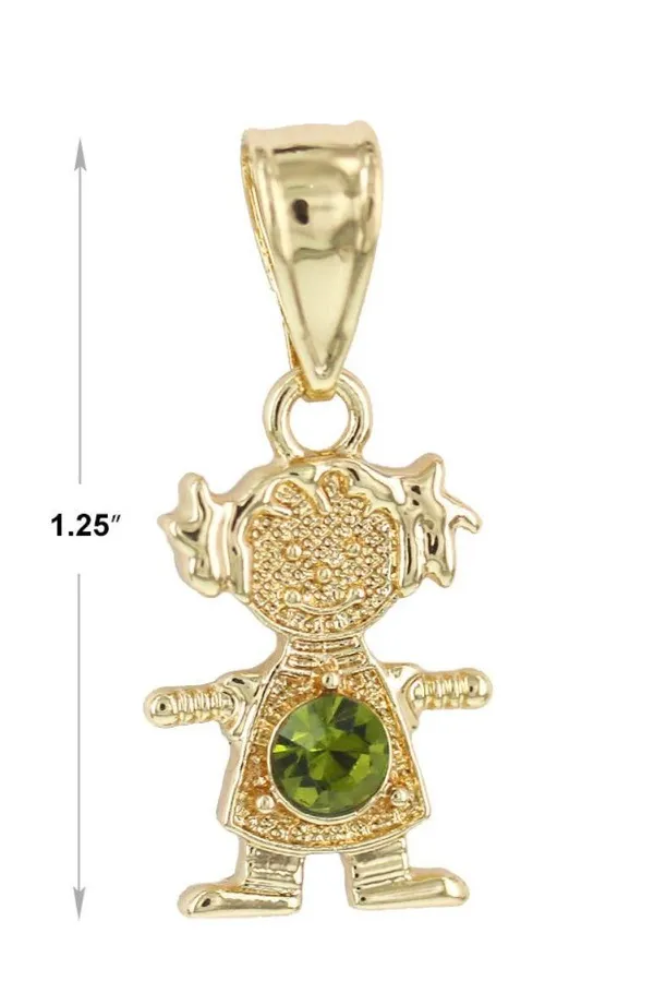Gold Plated August (Peridot) Girl Birthstone Pendant - Image 2