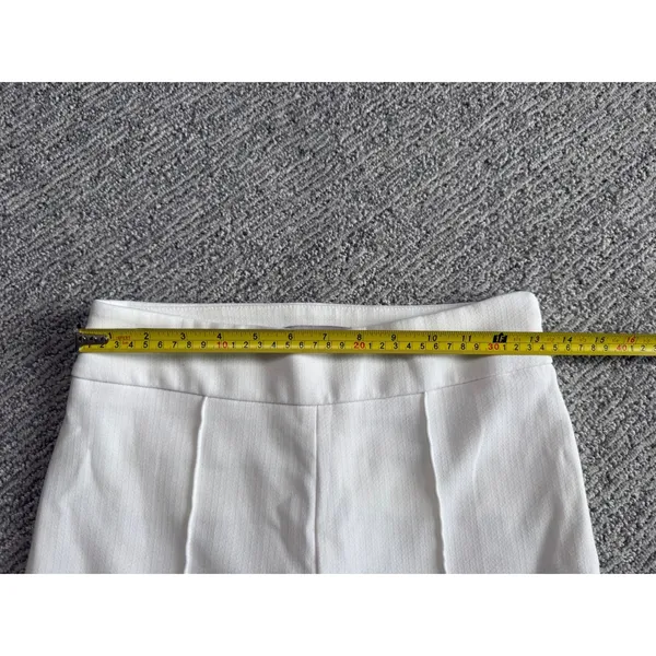 HM Womens White Pintuck Ankle Trousers Size 2 Slim Fit High Rise Dress Pants - Image 9