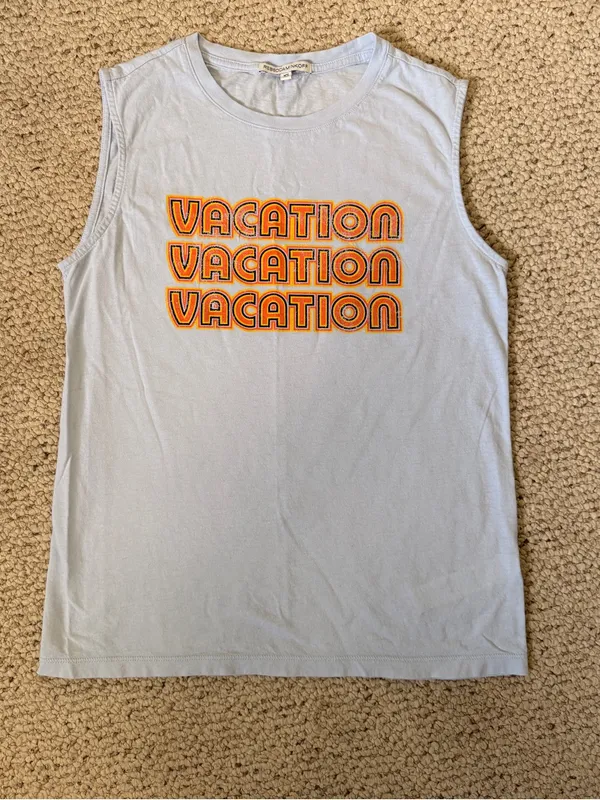 Rebecca Minkoff Vacation Vacation Vacation Muscle Tank XS Blue 100%‎ Cotton - Image 2