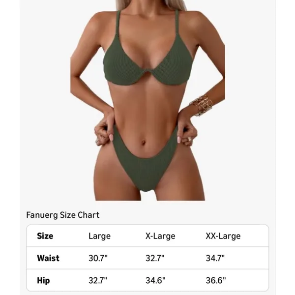 NEW Underwire Triangle Bikini Push Up Swimsuit Cheeky XL - Image 3