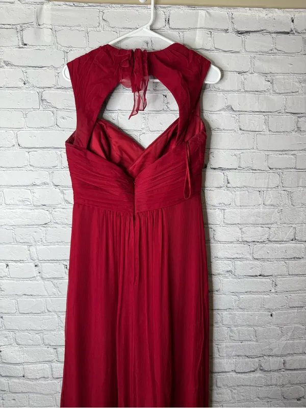 Amsale Elegant Red Halter Maxi Dress - Classic Evening Style size 10 - Image 8