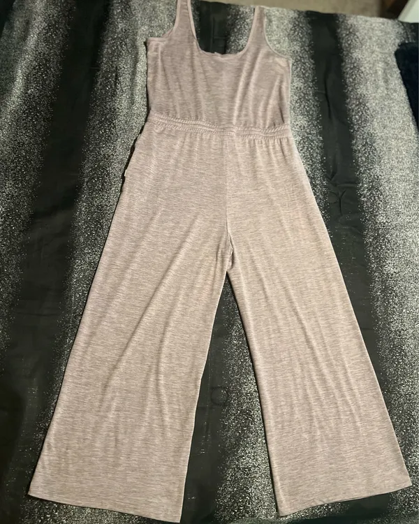 Womens large Vuori Falls wide leg sleeveless henley jumpsuit-rosemary heathered - Image 3
