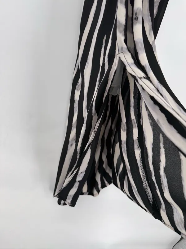 Veronica M Black and White Zebra-Stripe Maxi Slip Dress - Image 3