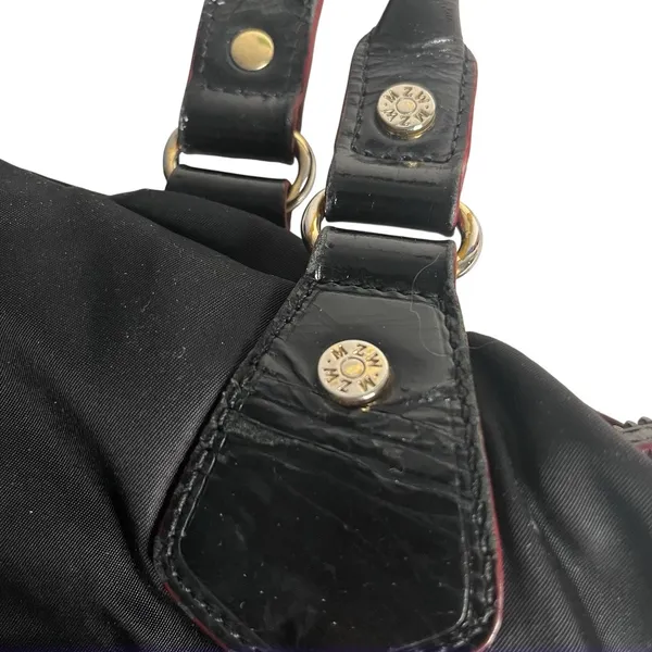 MZ WALLACE Black Shoulder Bag Jane Bedford Nylon Multi Pockets Red Lining - Image 6