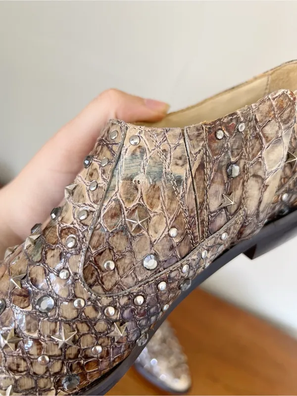Jimmy Choo x H&M • snakeskin ankle bootie western reptile studded cowgirl - Image 9