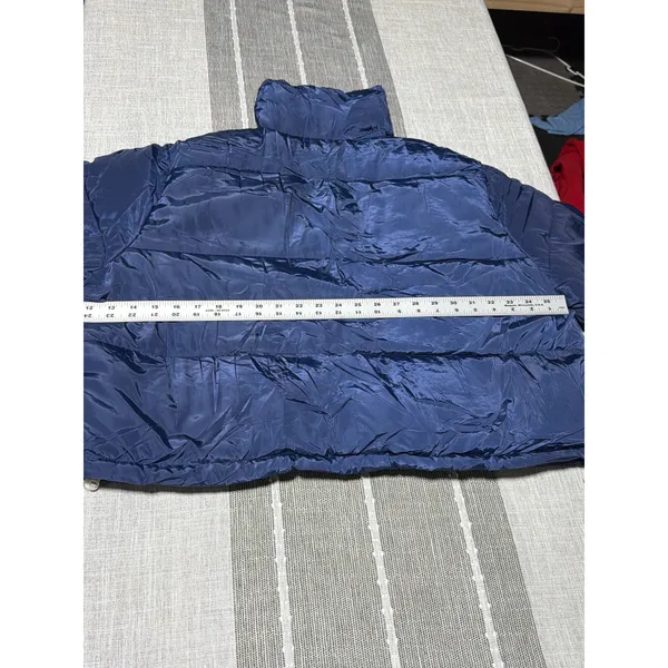 Navy Blue Puffer Jacket Women Zip Up Quilted Mock‎ Neck Coat xl - Image 5