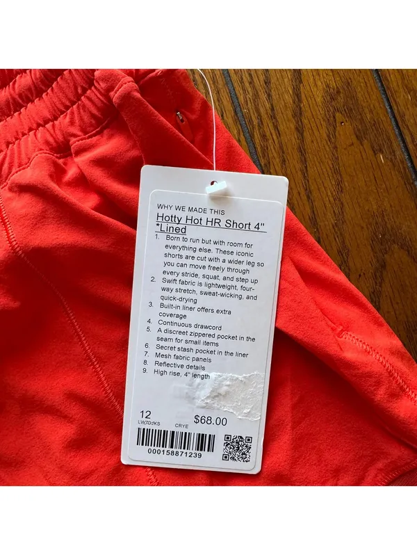 Lululemon Hotty Hot Short High Rise 4" Cherry Ember Size 12 NWT - Image 4