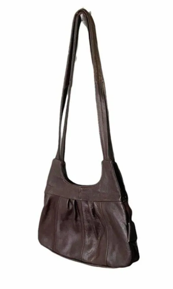 Vintage Pebbled Leather Crossbody Bag Espresso Brown 70s Boho Bohemian Purse - Image 6