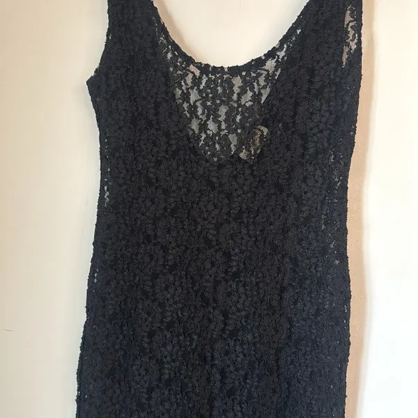 Vintage y2k Victoria's Secret Black Stretch Lace Sleeveless Sheath Dress - 80s - Image 6