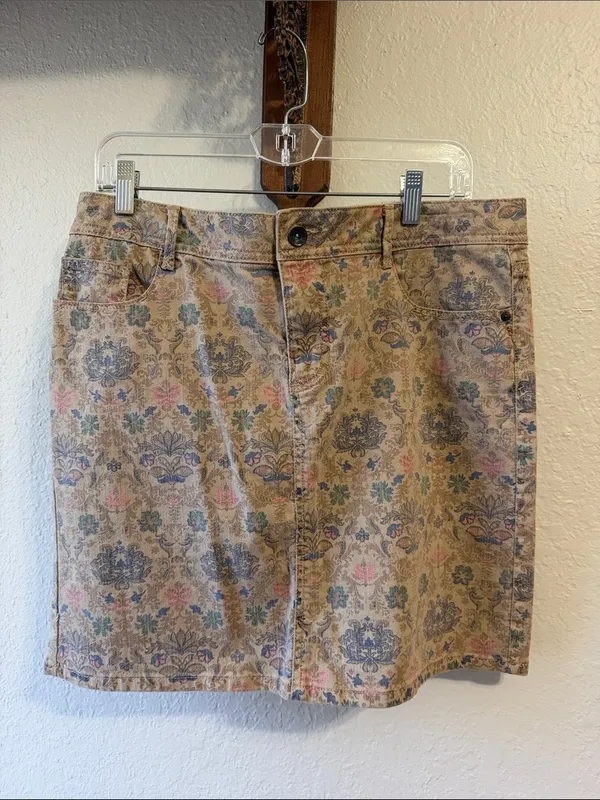 Floral Denim Jean Skirt cottagecore mini skirt 90s style - Image 3