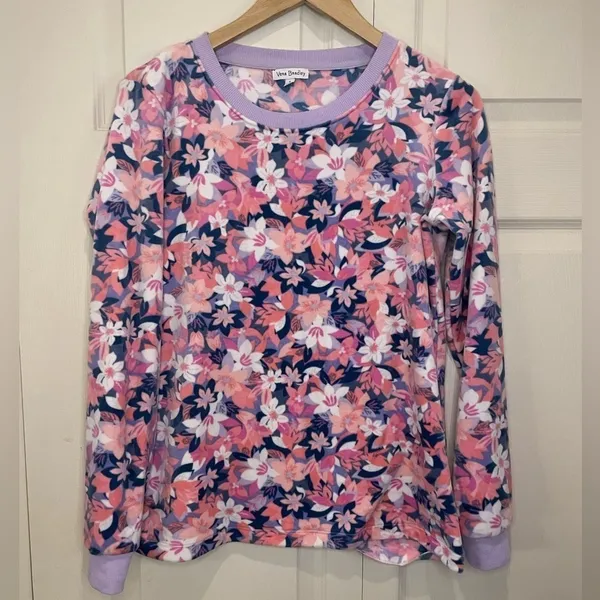 Vera Bradley Fleece Pajama Shirt - Long Sleeve‎ Rose Blush - Image 2