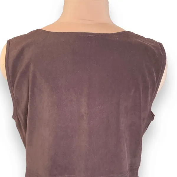 Vintage Faux Suede Jumper Dress Brown Prairie Midi Boho Modest Grunge Layering - Image 9
