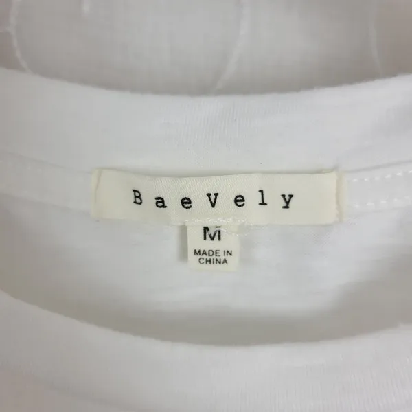 Bae Vely Womens Tops Size‎ Medium White Statement Crew Neck Short Sleeve Shirt - Image 5