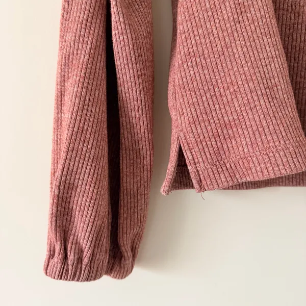 Madewell Pink Ribbed Mock Neck Shirt - Image 2