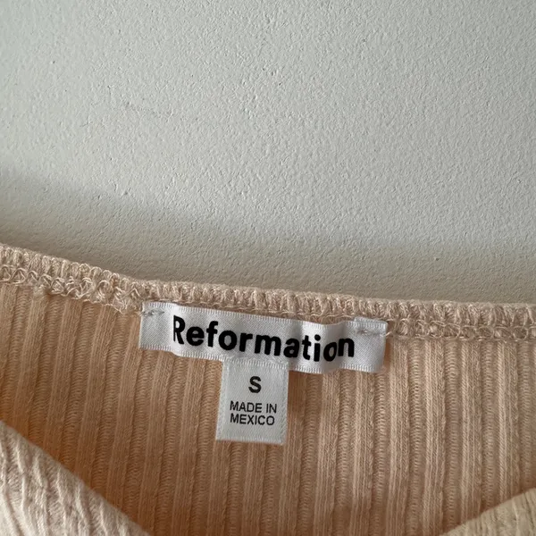 Reformation Peachy‎ Cream October Knit Ribbed Top Sweetheart Neckline - Image 5