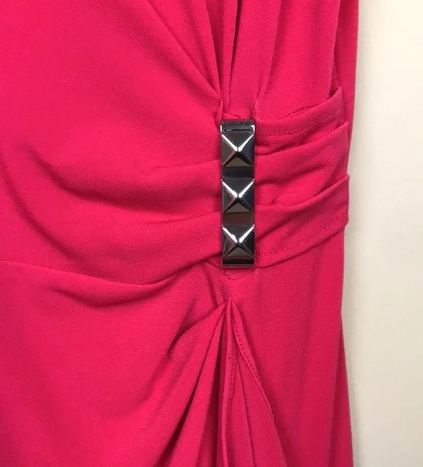 MICHAEL Michael Kors Women’s Stud Waist Drape Detail Hot Pink Sheath Dress - Image 4