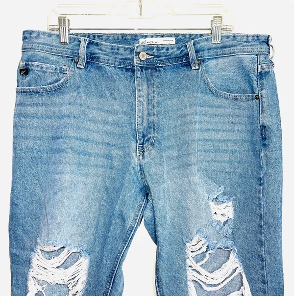 KanCan 100% Cotton Nonstretch Light Wash Ripped Straight Leg Jeans - Image 4