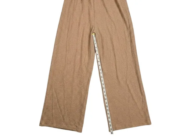 Women's Beige Paperbag Waist Wide Leg Lounge Pants Size Medium - Image 7