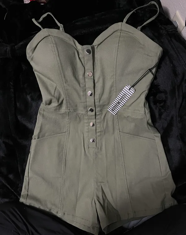 Haute Monde Army Green Romper - Image 2