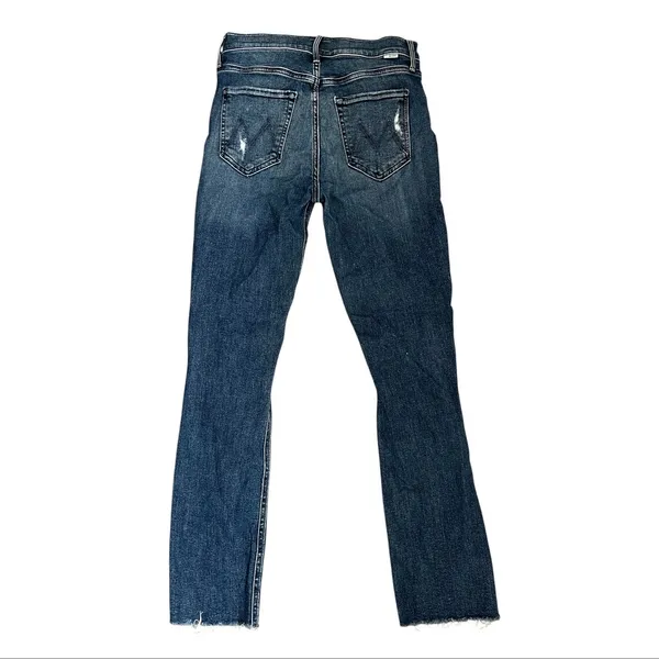 Mother the Mid Rise Dazzler Ankle Fray Jeans distressed medium wash cropped 26 - Image 4
