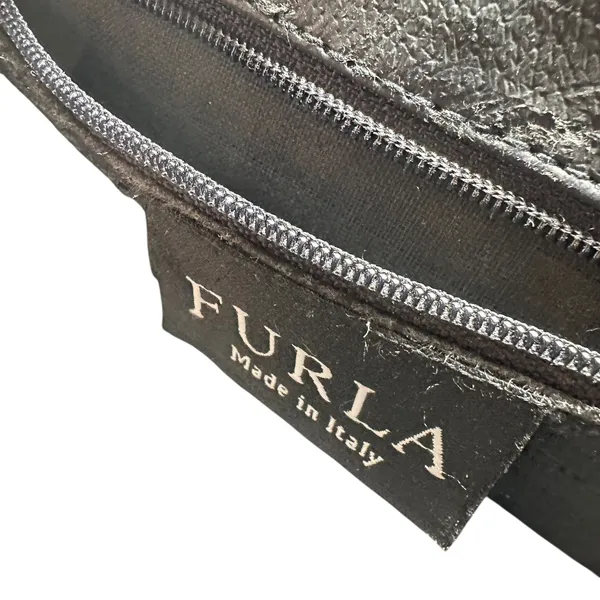 Furla Vintage‎ Shoulder Bag Purse PVC Vinyl Silver Buckle Black - Image 9