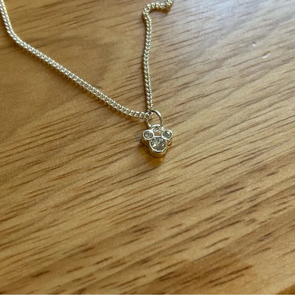 Silver “t” Initial Necklace‎ Rhinestone Mickey Mouse Head Charm 18” Chain Disney - Image 3