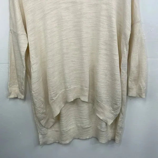 Anthropologie Moth Womans Ivory Tan Sweater Oversized Long Tunic Slits size XS - Image 3