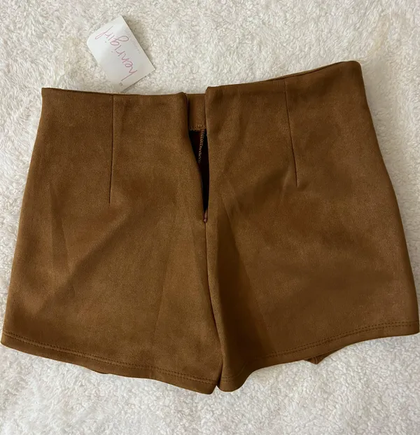 Blue Blush Boutique Camel Suede Envelope Skort - Image 3
