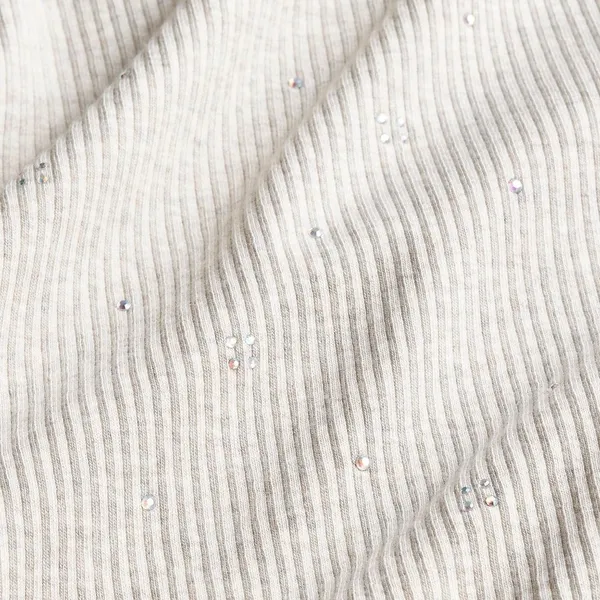 J. CREW Vintage Rib Long Sleeve T-Shirt Embellished Heathered Dove XXS XX-Small - Image 4