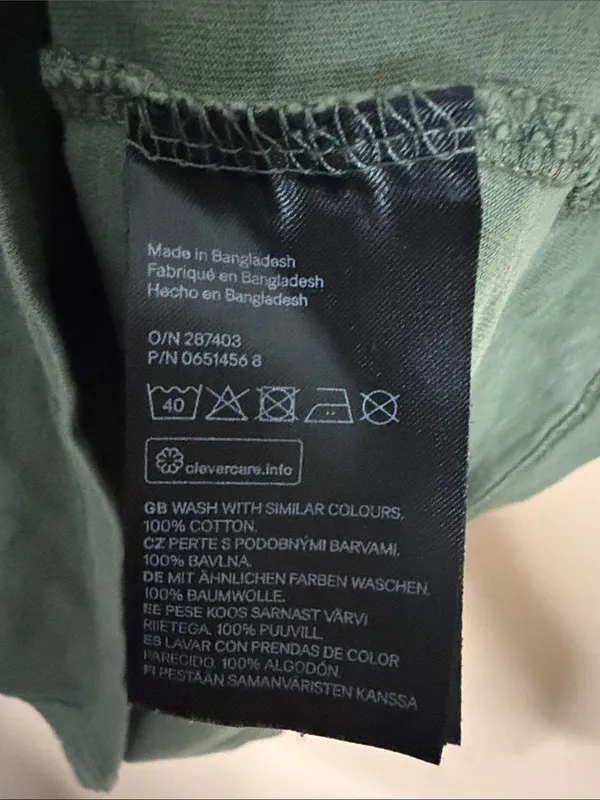 H&M Olive Green Scoop Neck Short Sleeve Tee - Image 4
