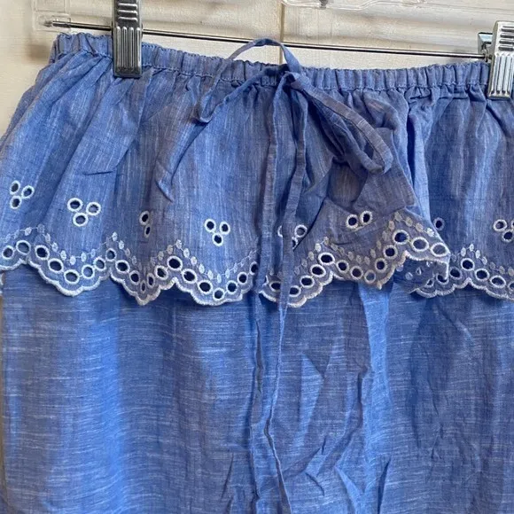 J. Crew Beach Chambray Eyelet ruffle Swim Cover‎ Dress - XS EUC - Image 6