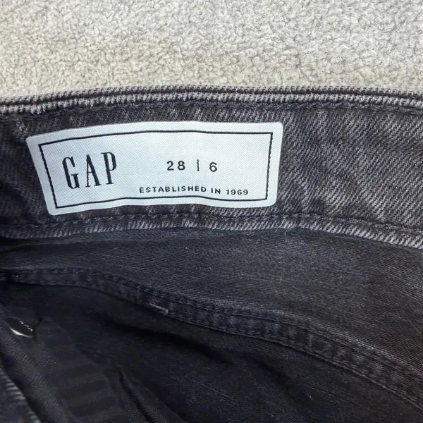 GAP Women's Size 6 / 28 Black Wash Denim Maxi Skirt Raw Hem Front Slit Stretch - Image 5